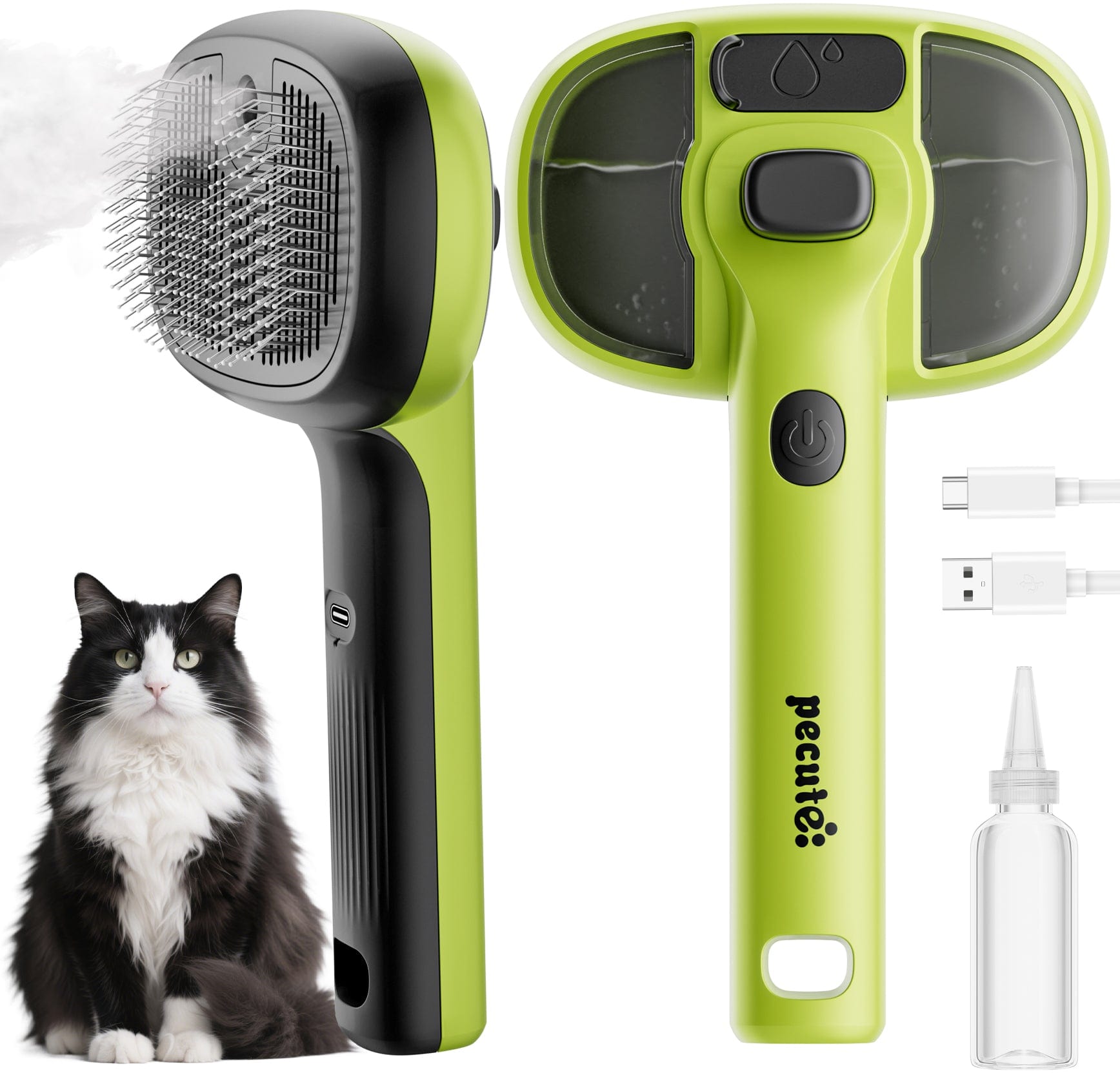 Steam Cat Brush Self-Cleaning Grooming with 2 Water Spray Modes
