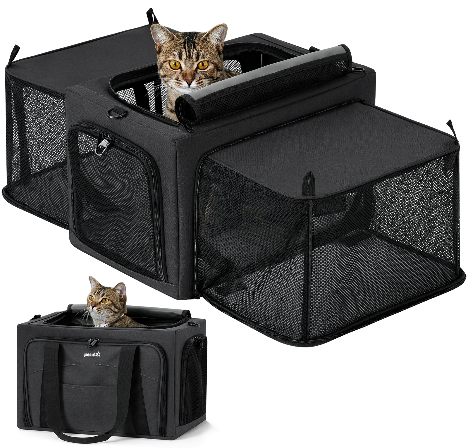 Dual Expandable Cat Carrier Bag with Stable Structure Breathable Pet Handbag