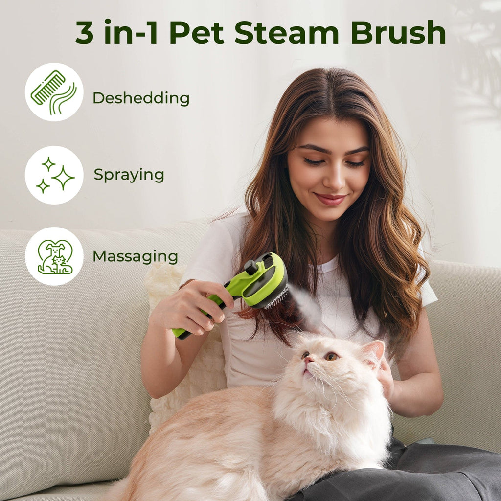 Steam Cat Brush Self-Cleaning Grooming with 2 Water Spray Modes