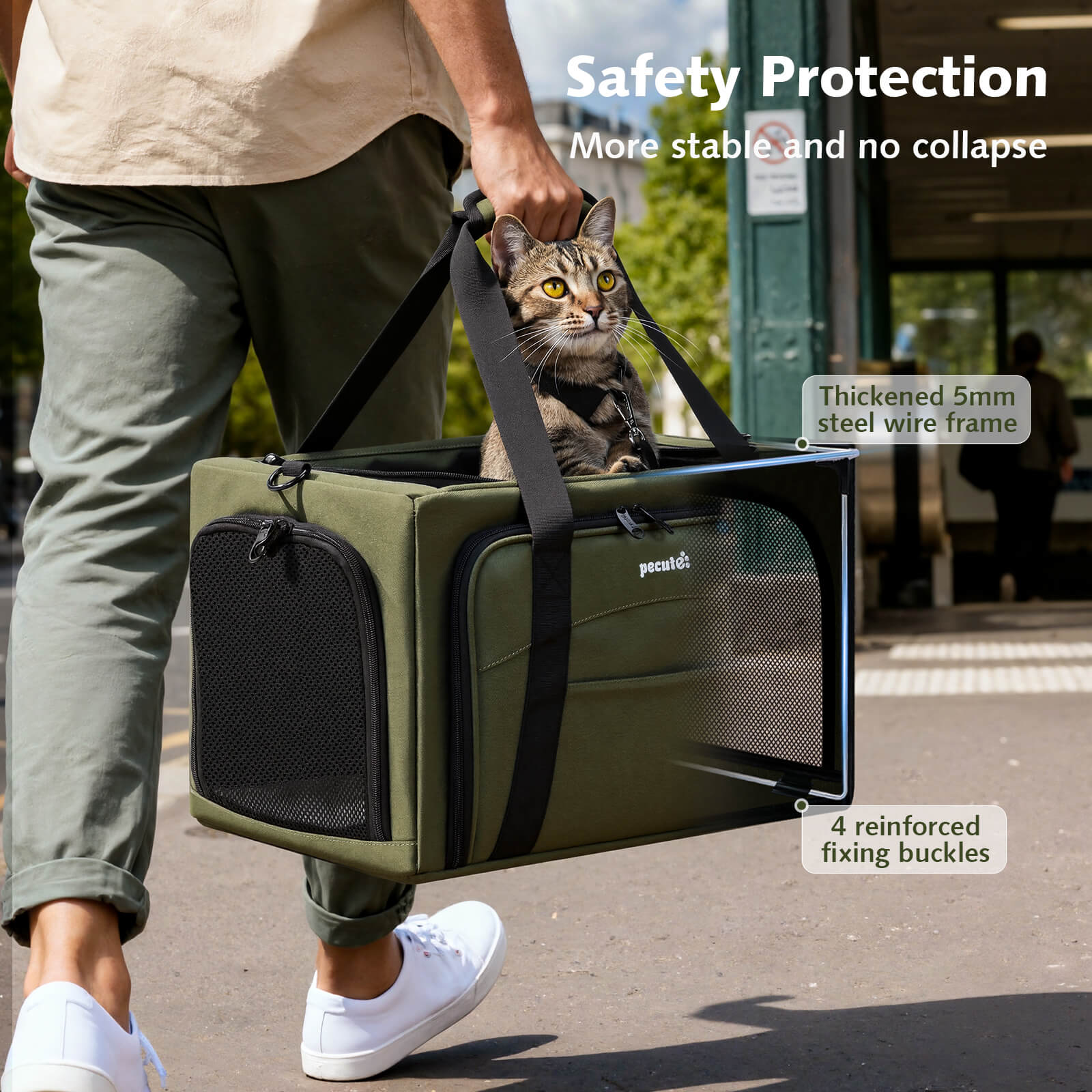 Dual Expandable Cat Carrier Bag with Stable Structure Breathable Pet Handbag
