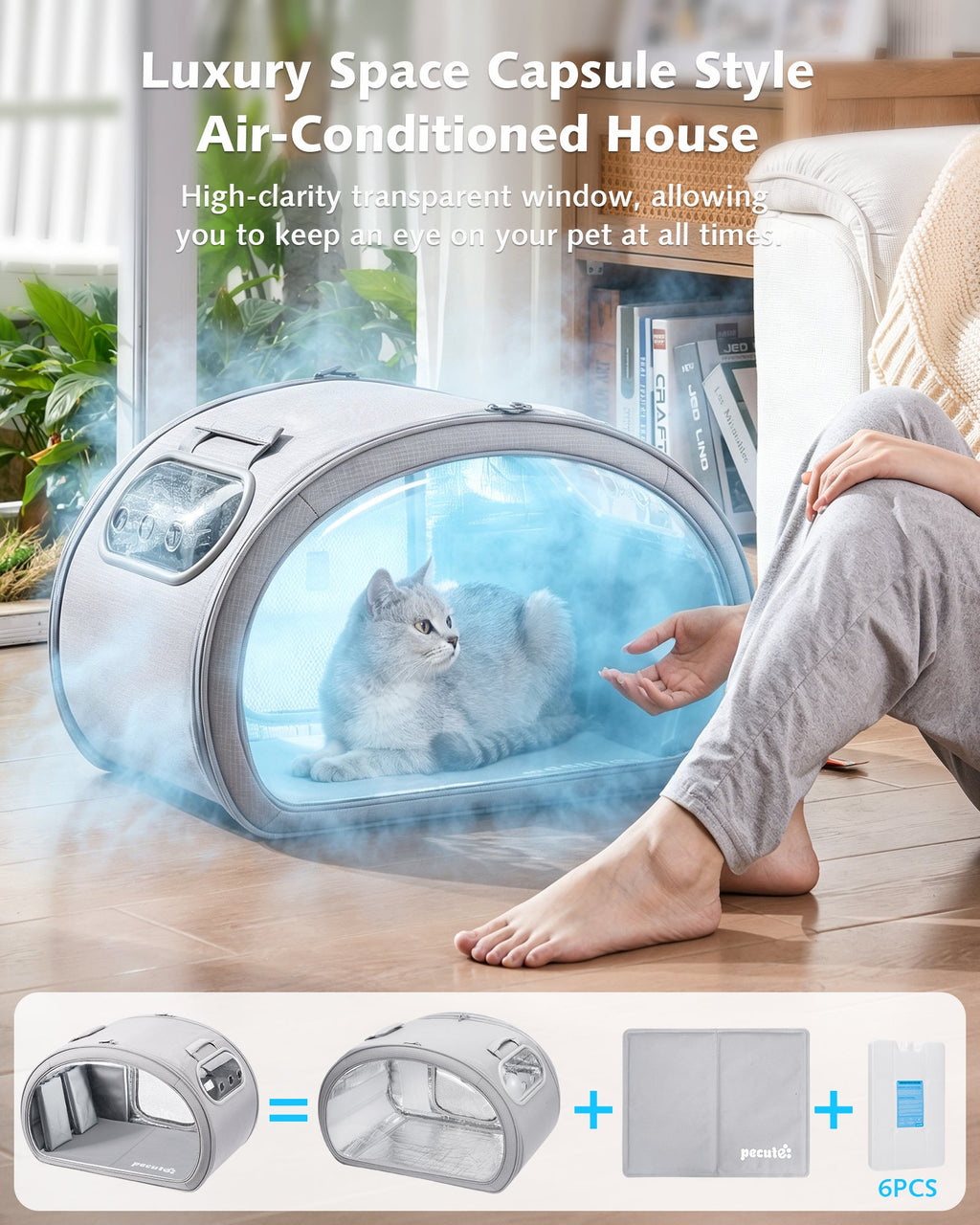 Cat Cooling House Dog House with Cooling Mat