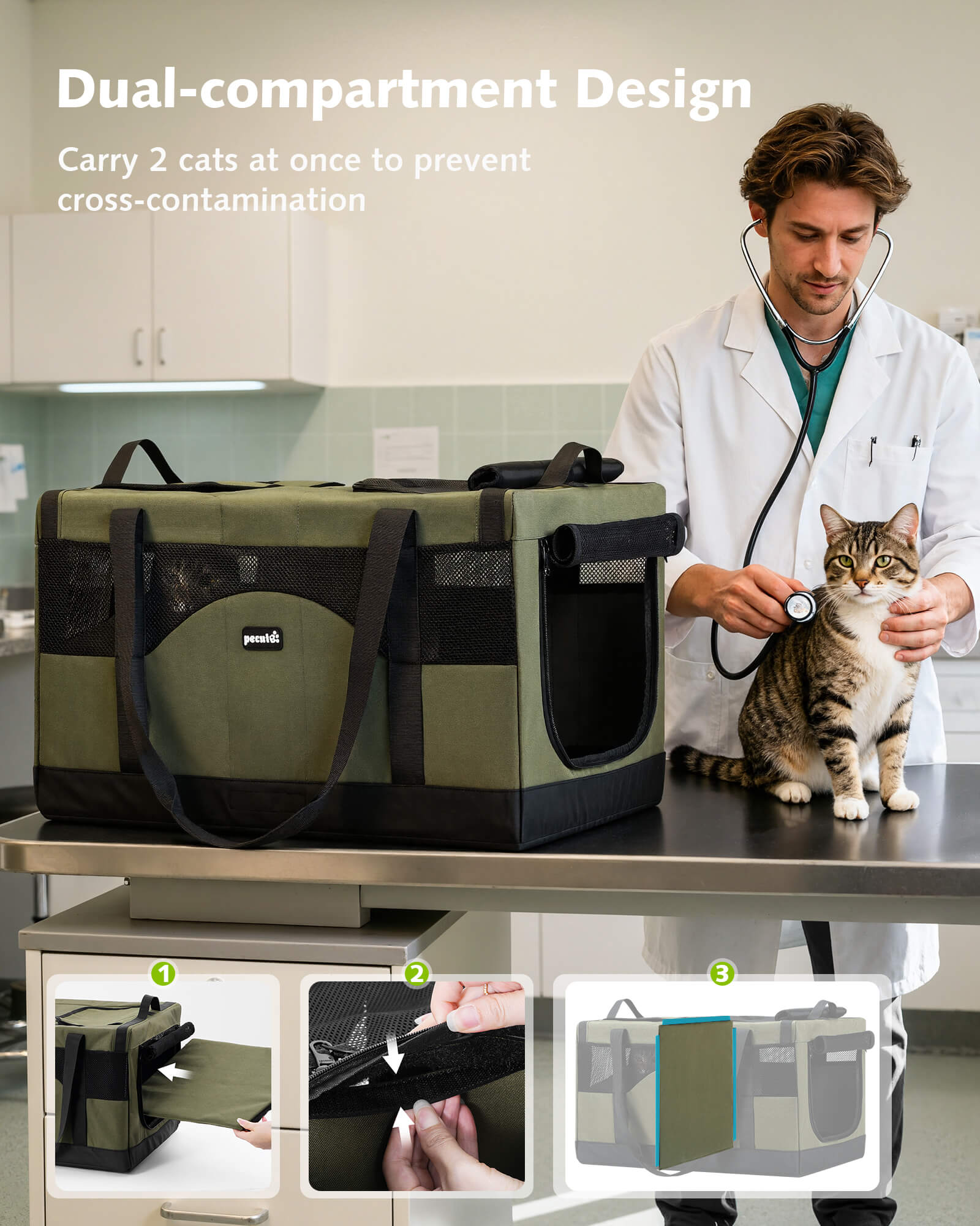 Cat Dual-Compartment Frame Handbag