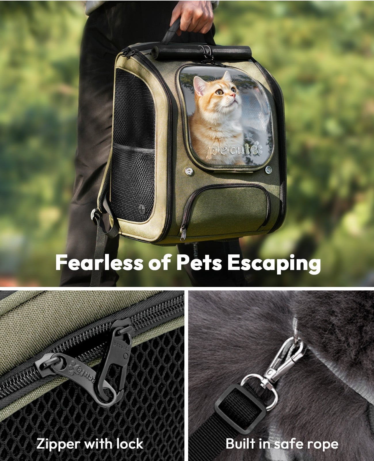 Bubble Cat Backpack Carrier Large Space Ergonomic 3D Design Breathable & Shaded