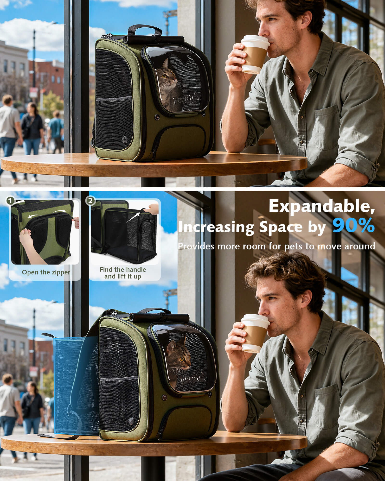 Expandable Bubble Cat Backpack Carrier Large Space Breathable Cat Carrier