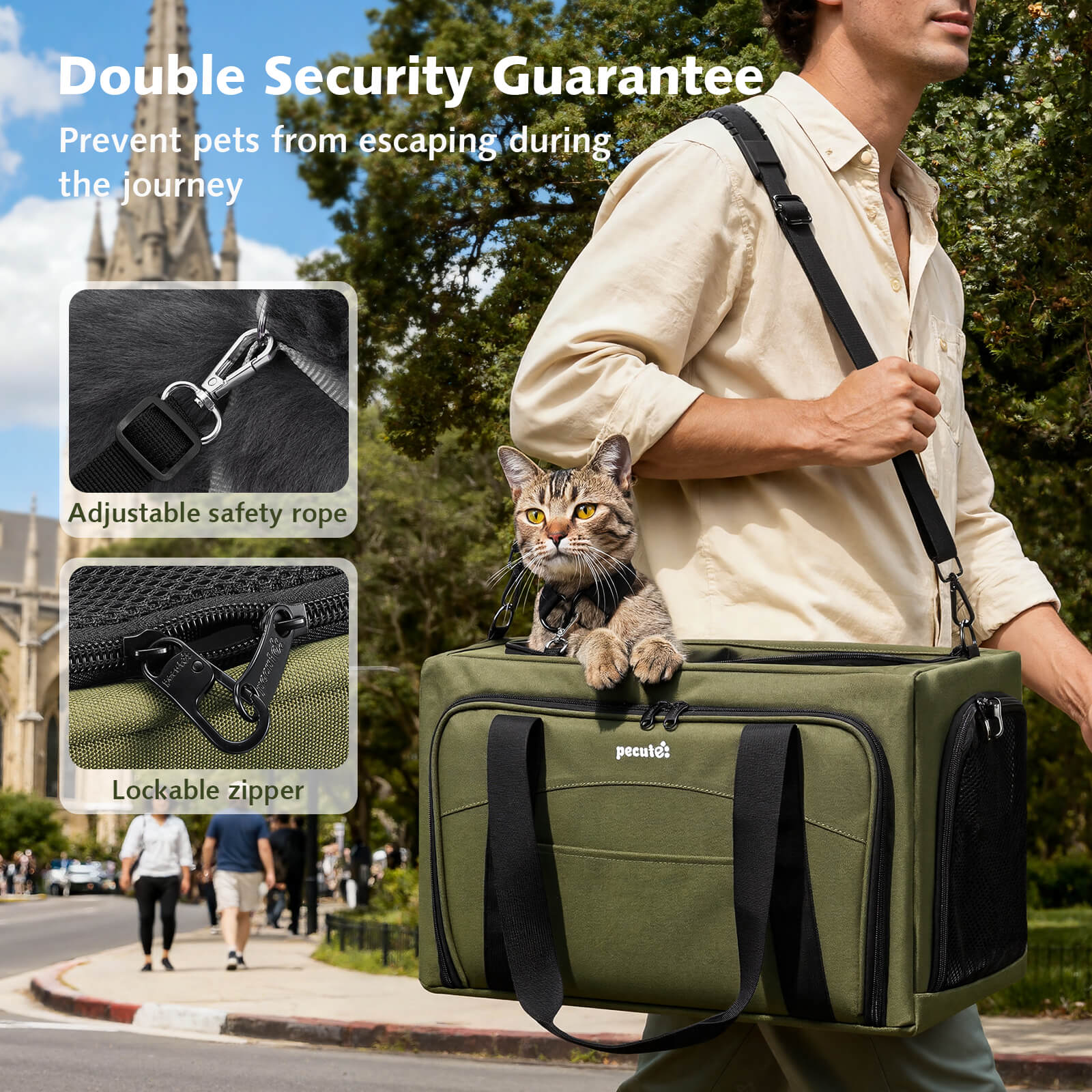 Dual Expandable Cat Carrier Bag with Stable Structure Breathable Pet Handbag