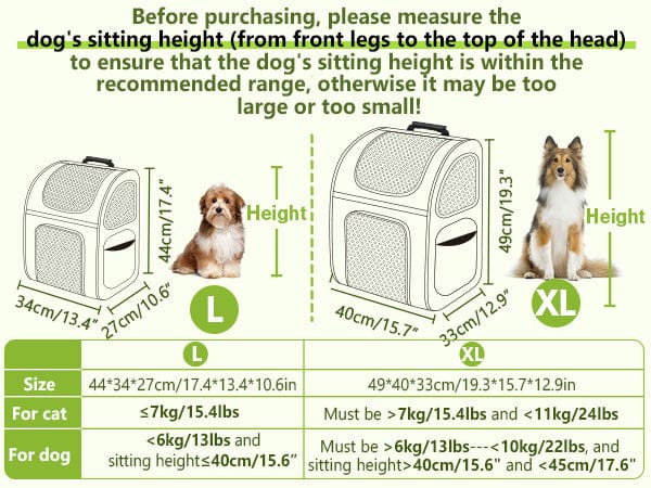 Cat Carrier Dog Backpack Expandable (Khaki)