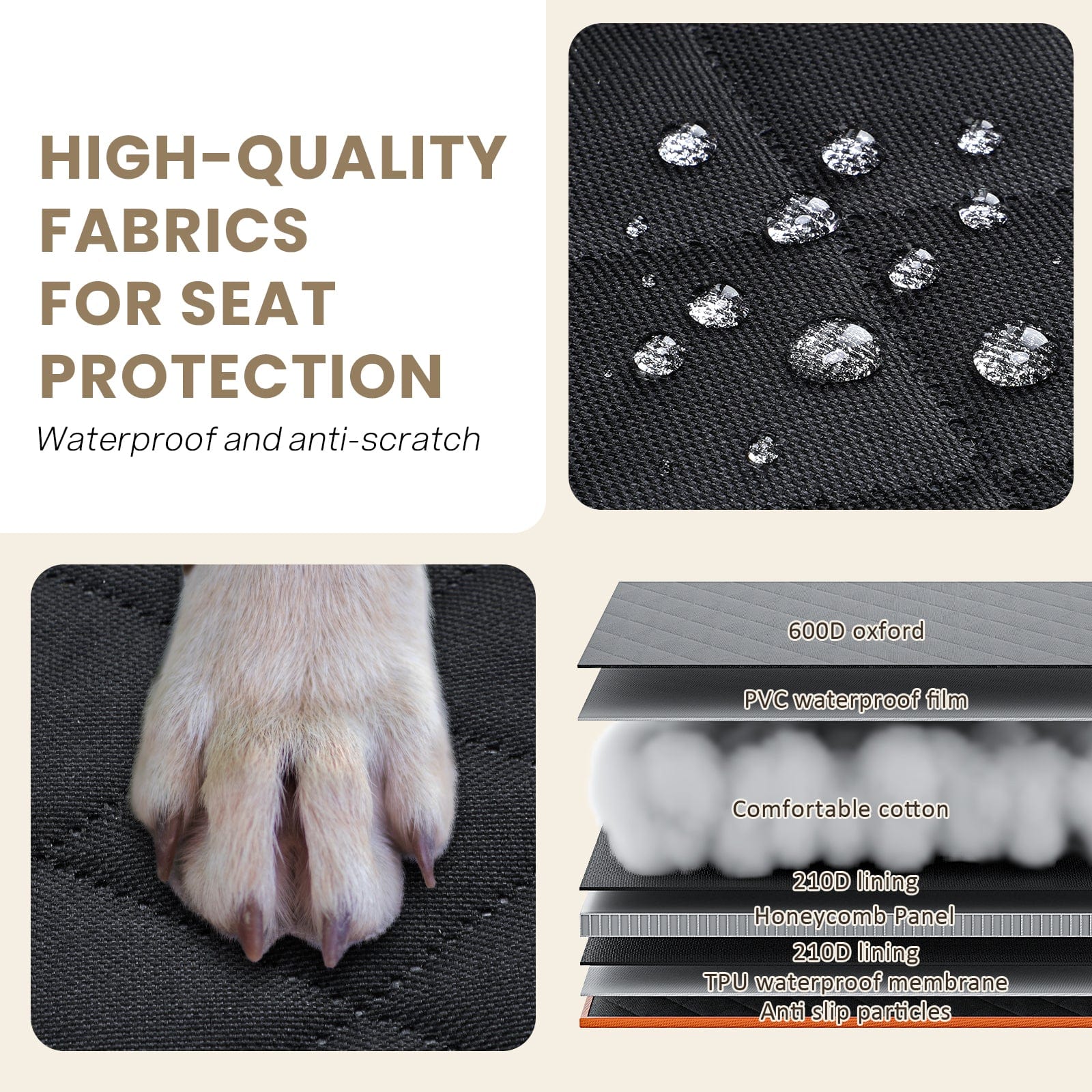 Back Seat Extender for Dogs with 3cm Pearl Cotton