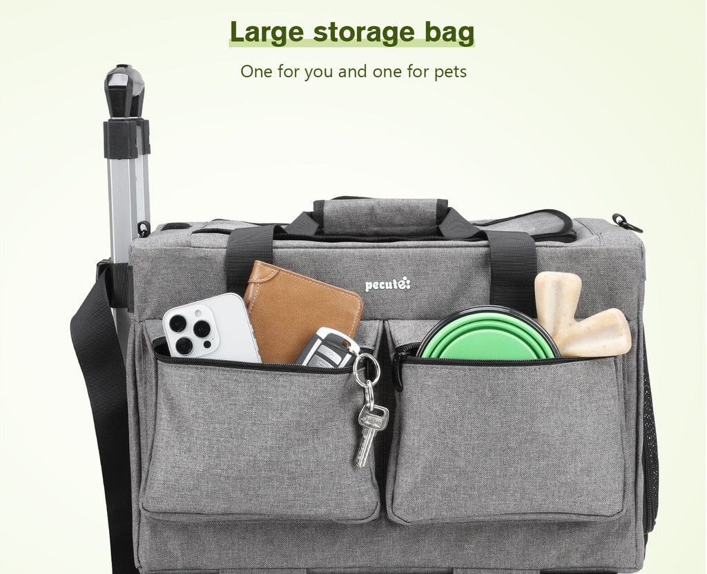 Cat Carrier with Wheels Steel Wire Frame Trolley Handbag Bag Stroller
