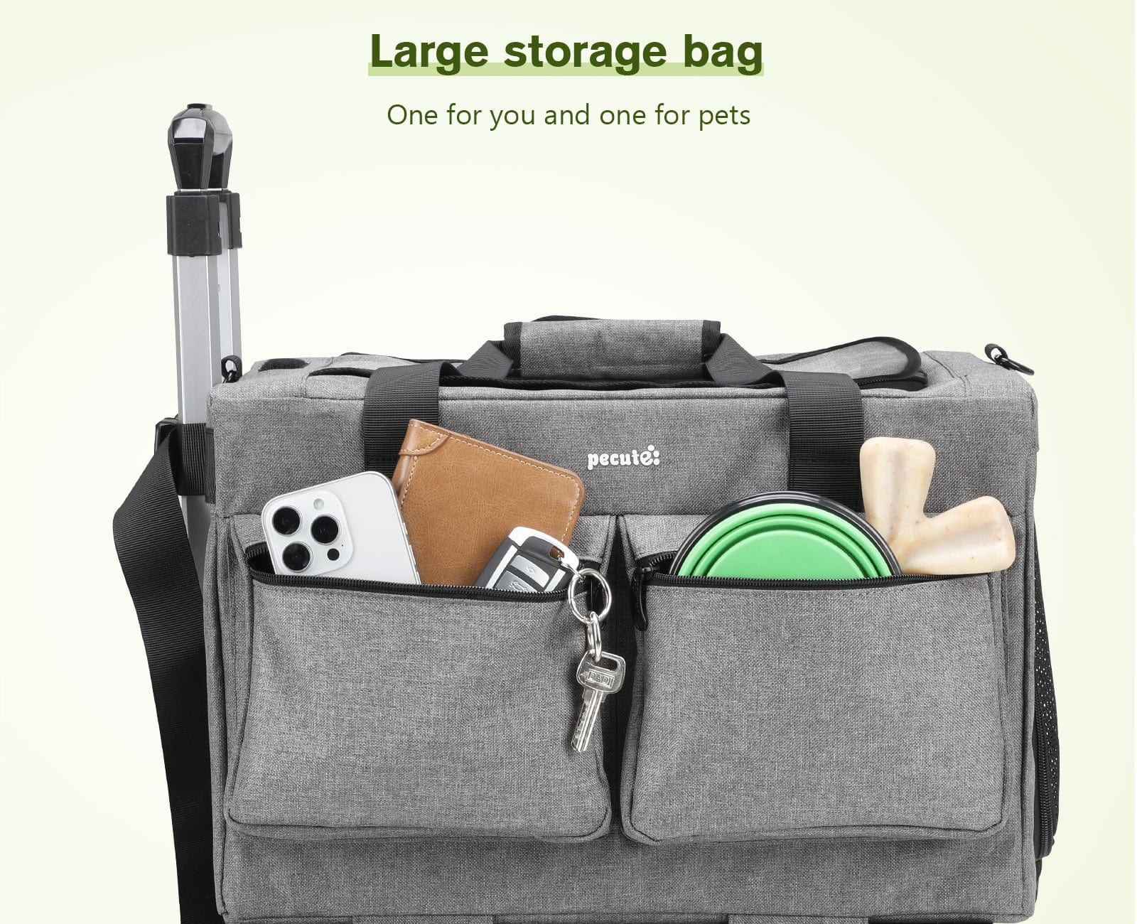 Cat Carrier with Wheels Steel Wire Frame Trolley Handbag Bag Stroller