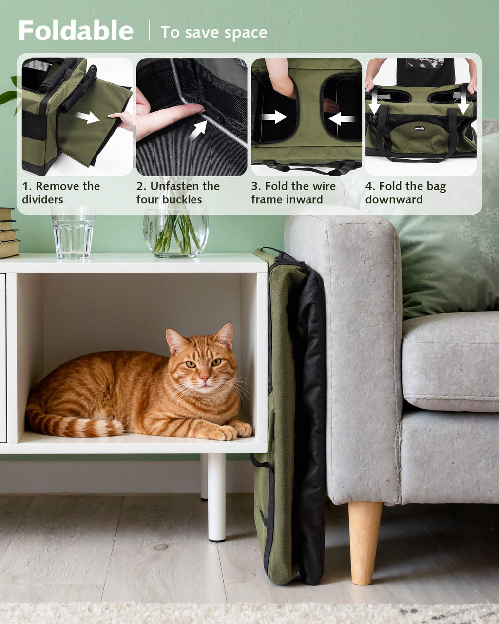 Cat Dual-Compartment Frame Handbag