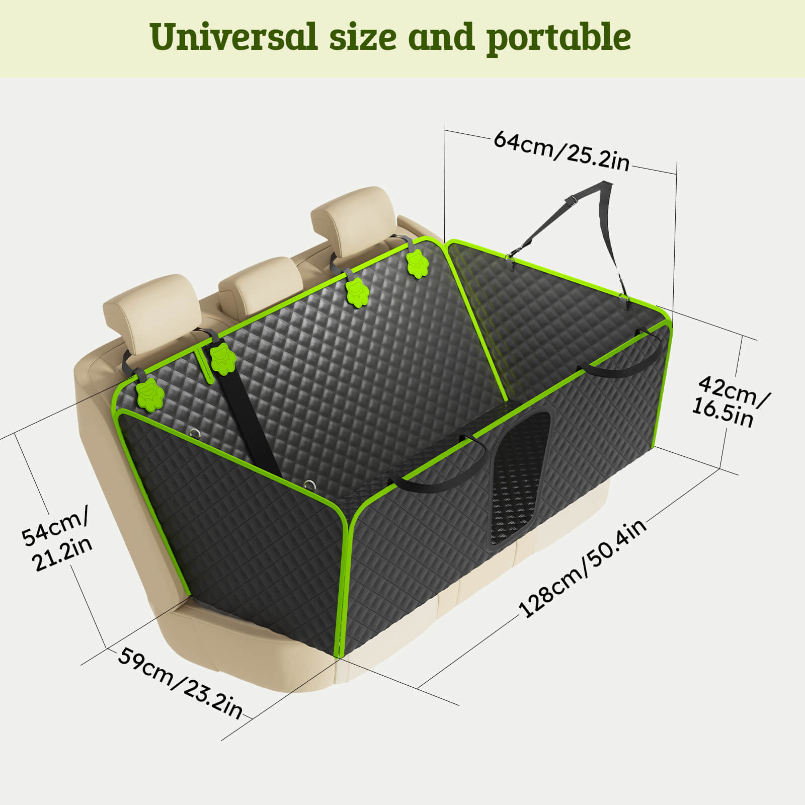 2-in-1 Dog Car Seat Cover for Back Seat Transform to Passenger Mode