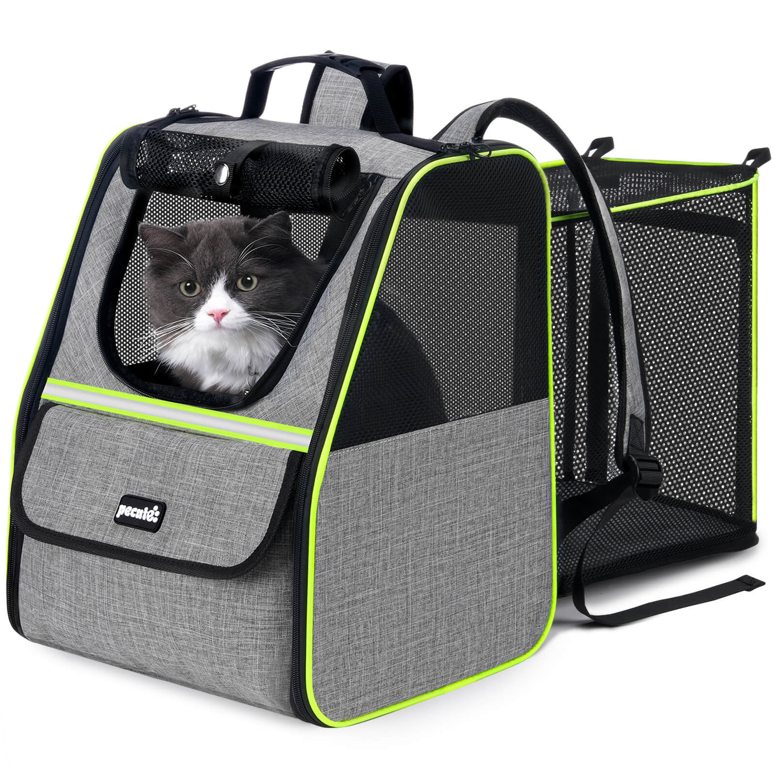 Expandable Cat Carrier Backpack Pet Carrier with Ventilated Mesh for Cats Dogs up to 11 lbs