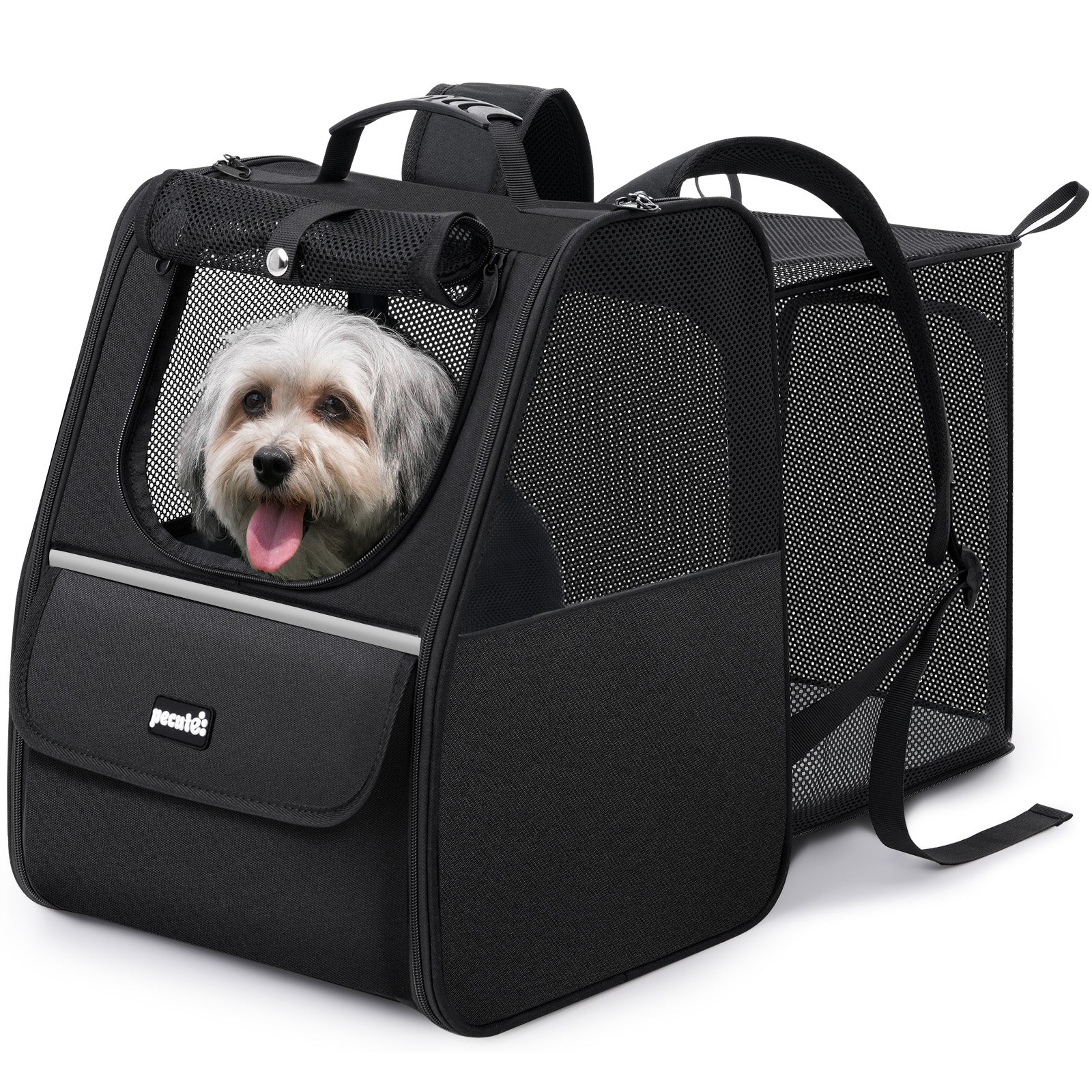 Expandable Cat Carrier Backpack Pet Carrier with Ventilated Mesh for Cats Dogs up to 11 lbs