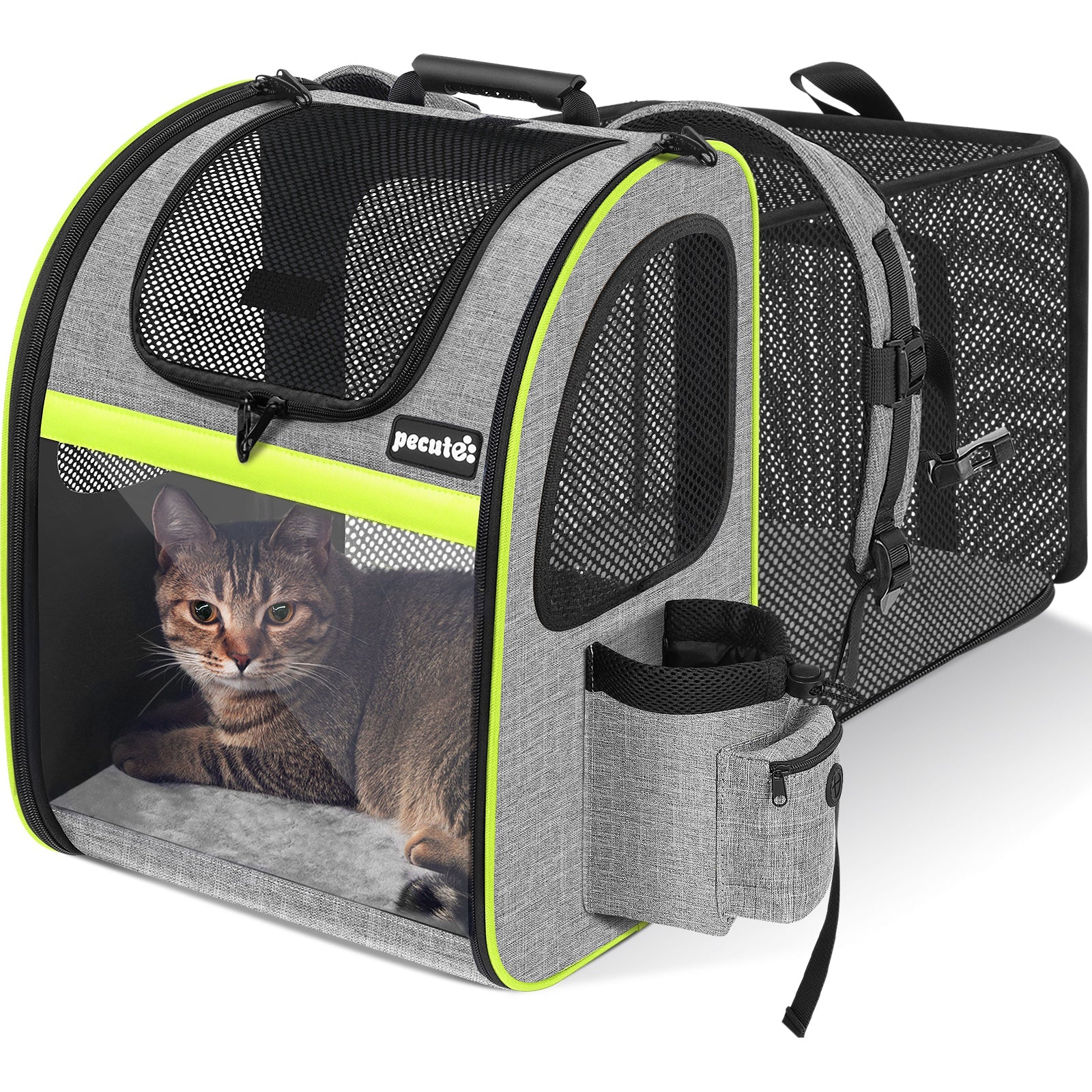 Portable Breathable Rucksack Expandable Cat Carrier Dog Backpack（Grey）