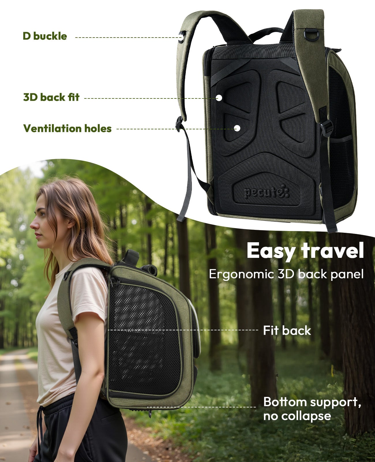Bubble Cat Backpack Carrier Large Space Ergonomic 3D Design Breathable & Shaded
