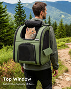 Expandable Breathable Mesh Cat Backpack Carrier (Green)