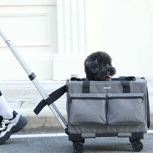 Cat Carrier with Wheels Steel Wire Frame Trolley Handbag Bag Stroller