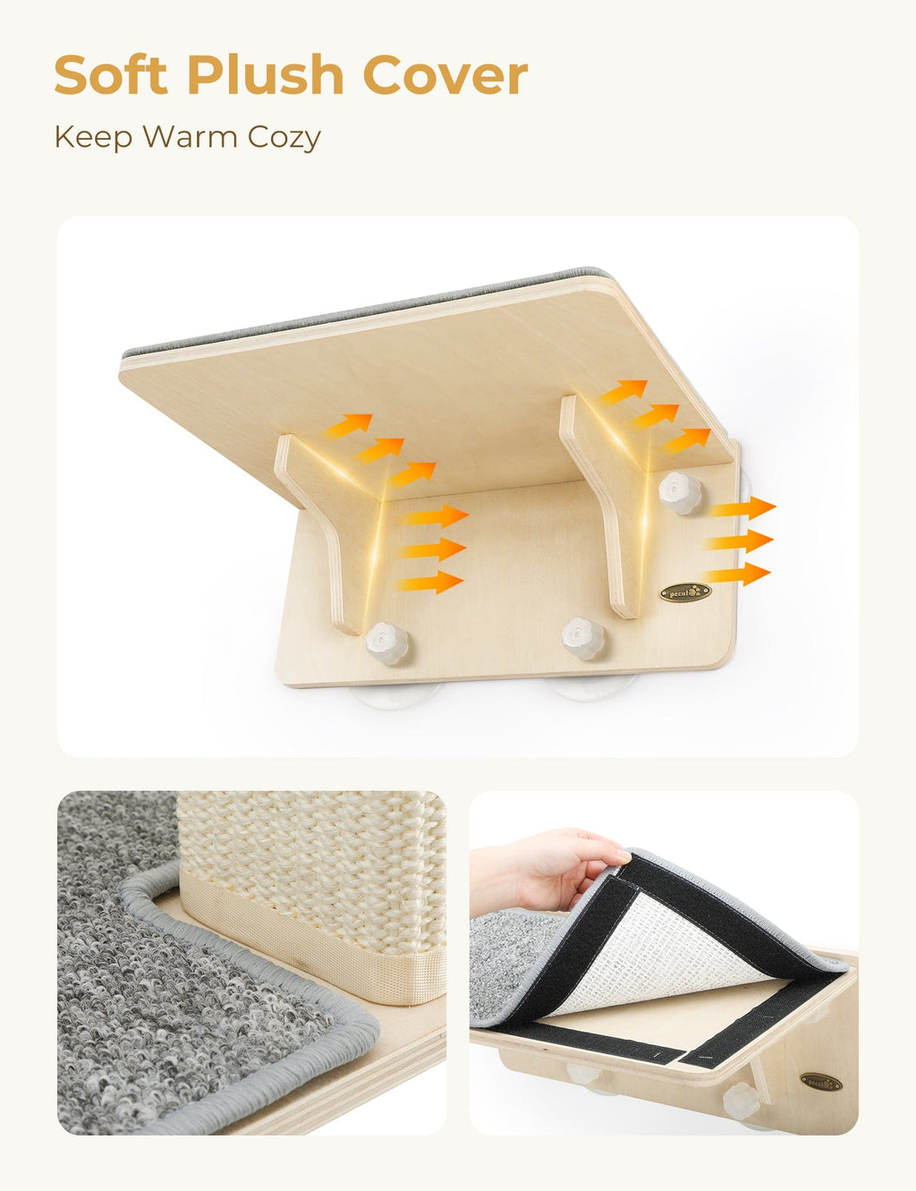 Double Cat Shelves with Cat Scratching Post for Wall Window with Solid Wood Frame