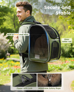 Expandable Breathable Mesh Cat Backpack Carrier (Green)