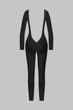 Catsuit dos nu manches longues - Nuit Fauve