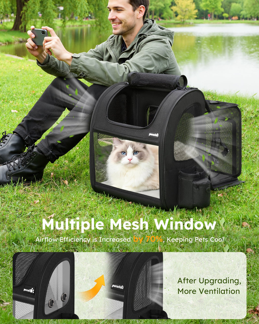 Expandable Portable Breathable Rucksack Cat Carrier Dog Backpack