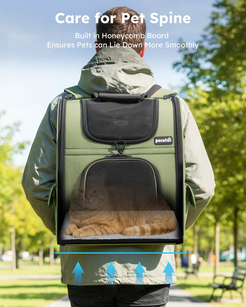 Expandable Breathable Mesh Cat Backpack Carrier (Green)