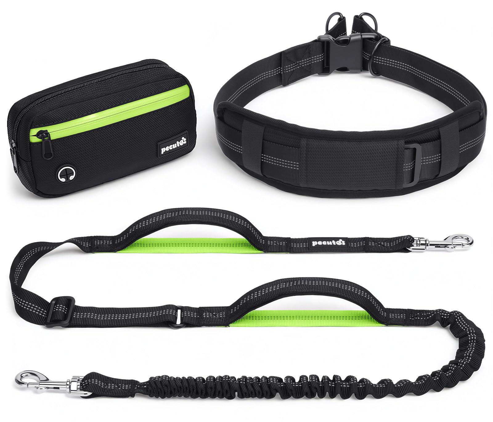 Dog Leash Hands Free Waist Leash with Pouch Removable for 33-120lbs Dogs