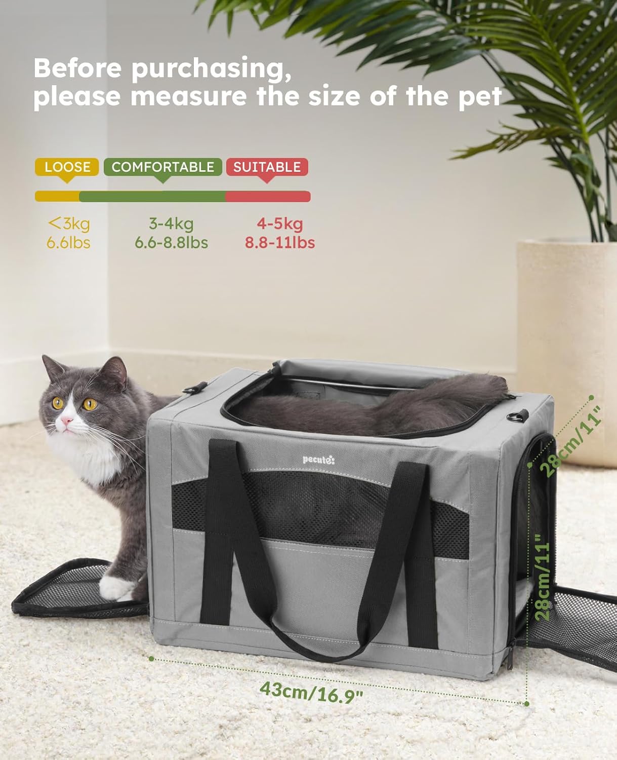 Cat Carrier Handbag Stable Breathable and Portable for Travel and Outing