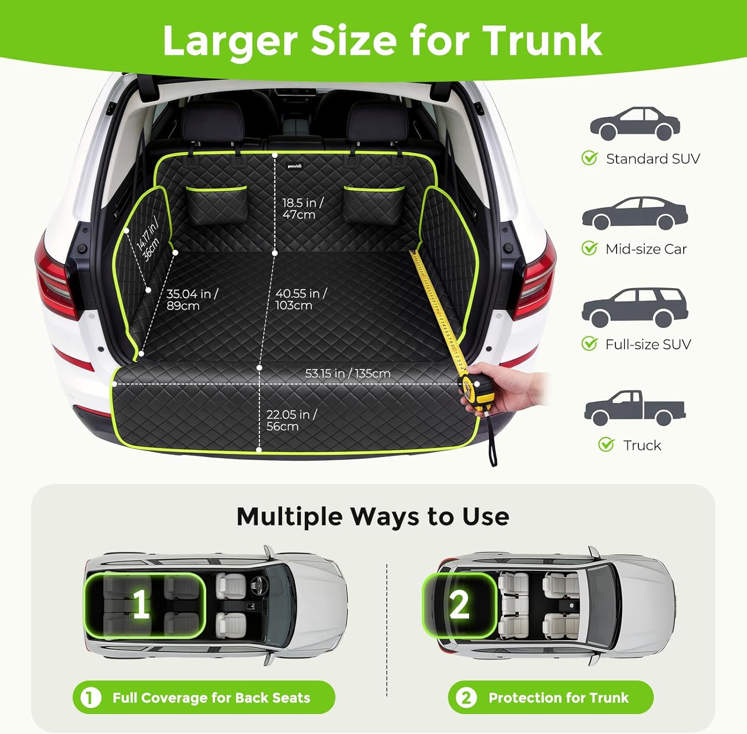 Pecute SUV Cargo Liner for Dogs Upgraded Scratch-proof Leather