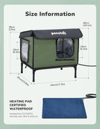Heated Outdoor Cat House with Heating Pad