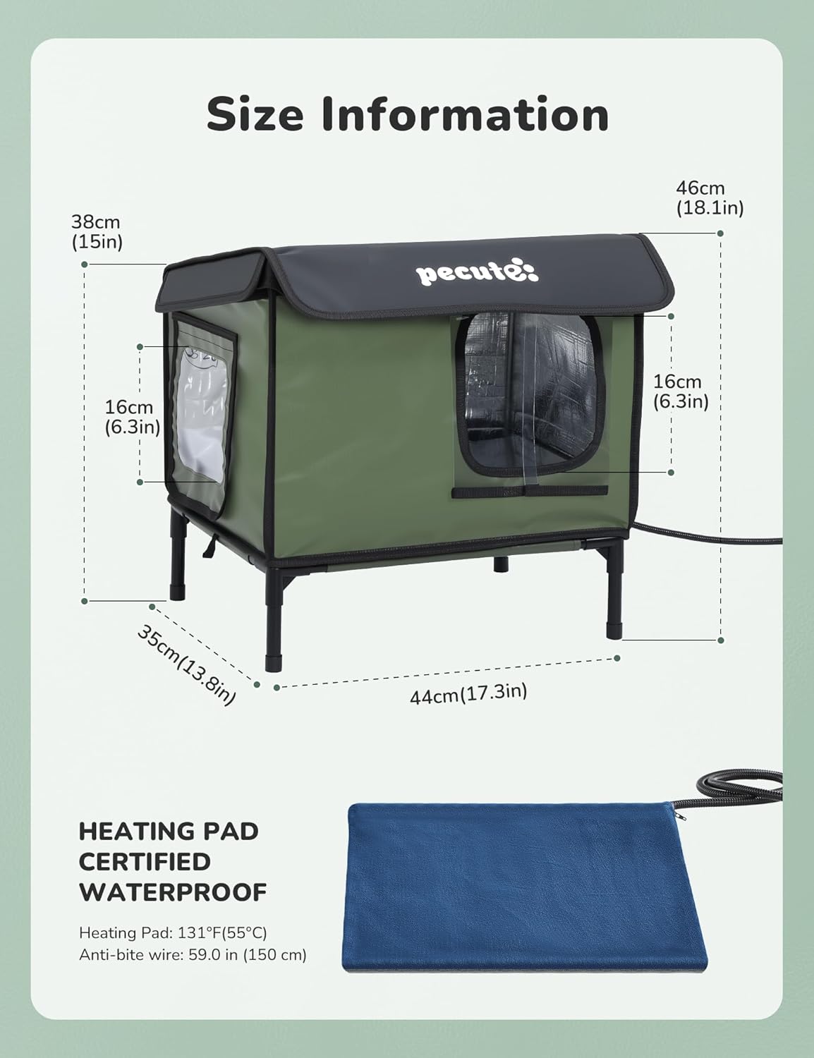 Heated Outdoor Cat House with Heating Pad