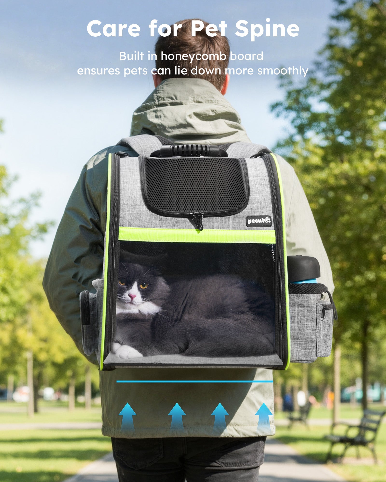 Portable Breathable Rucksack Expandable Cat Carrier Dog Backpack（Grey）