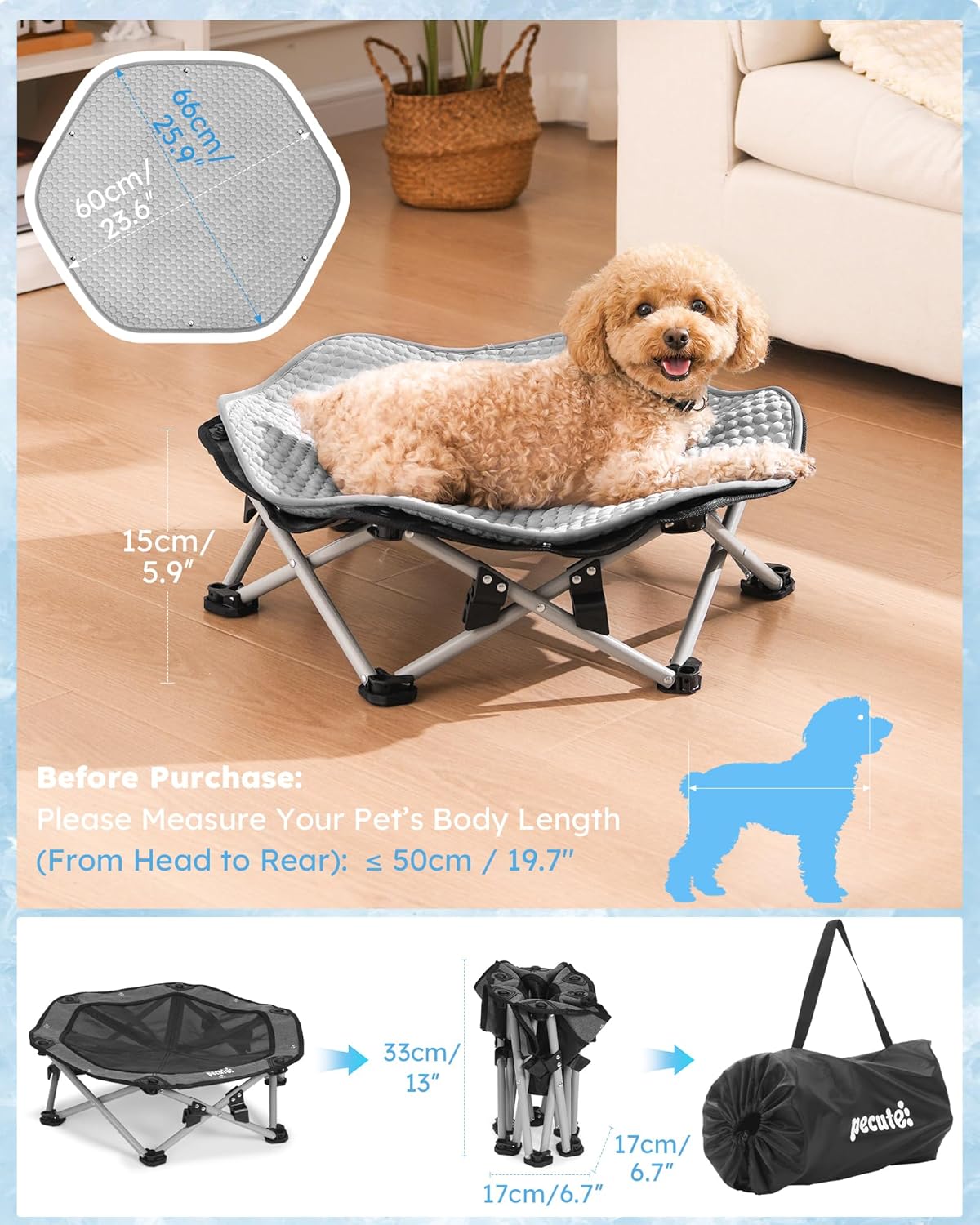 Elevated Dog Bed with Cooling Blanket