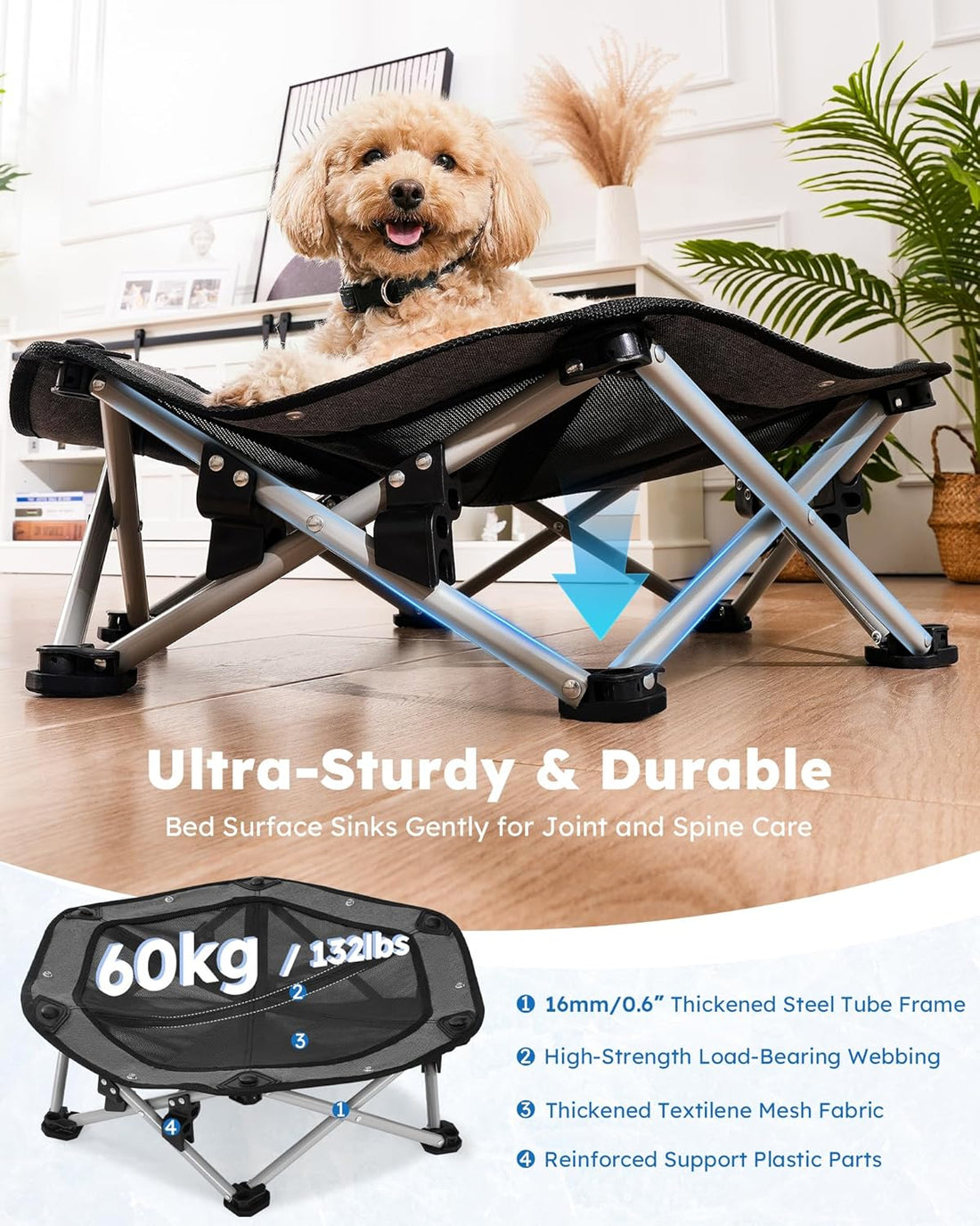 ELevated Pet Bed with Cooling Mat Cat Cooling Bed Built with 360° Breathable Mesh