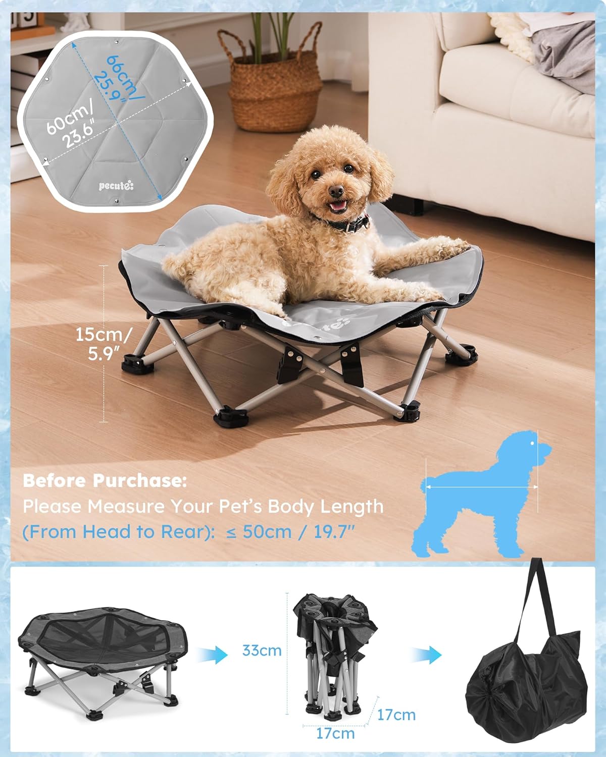 ELevated Pet Bed with Cooling Mat Cat Cooling Bed Built with 360° Breathable Mesh