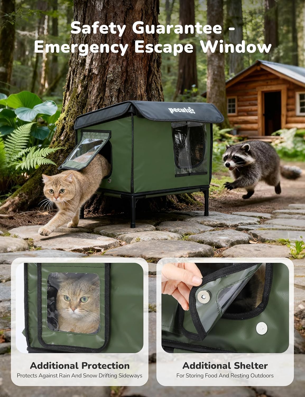 Heated Outdoor Cat House with Heating Pad