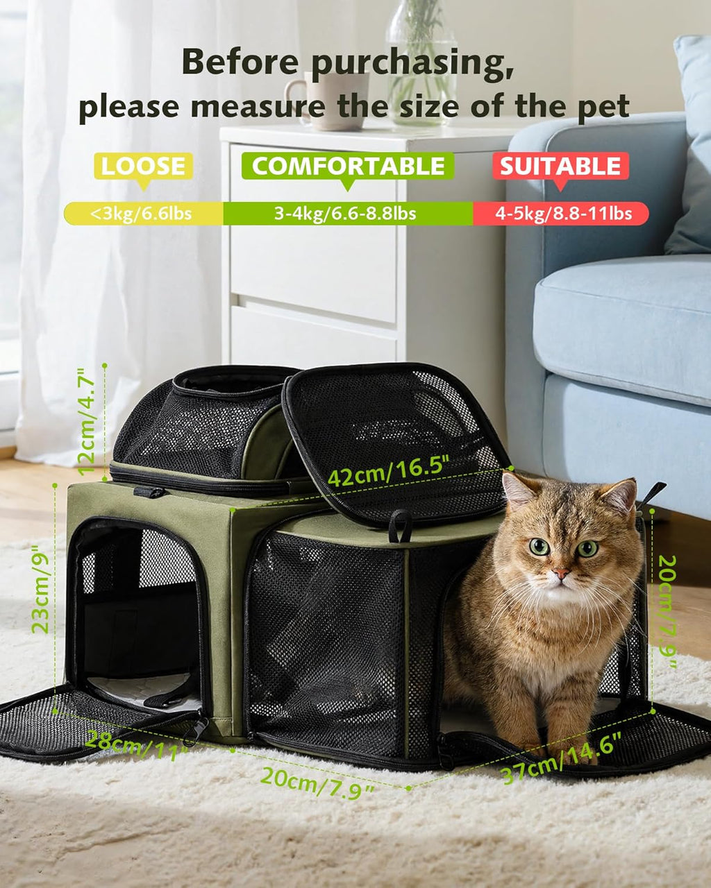 Airline Approved Top Side Expandable Pet Carrier Dog Cat Carrier