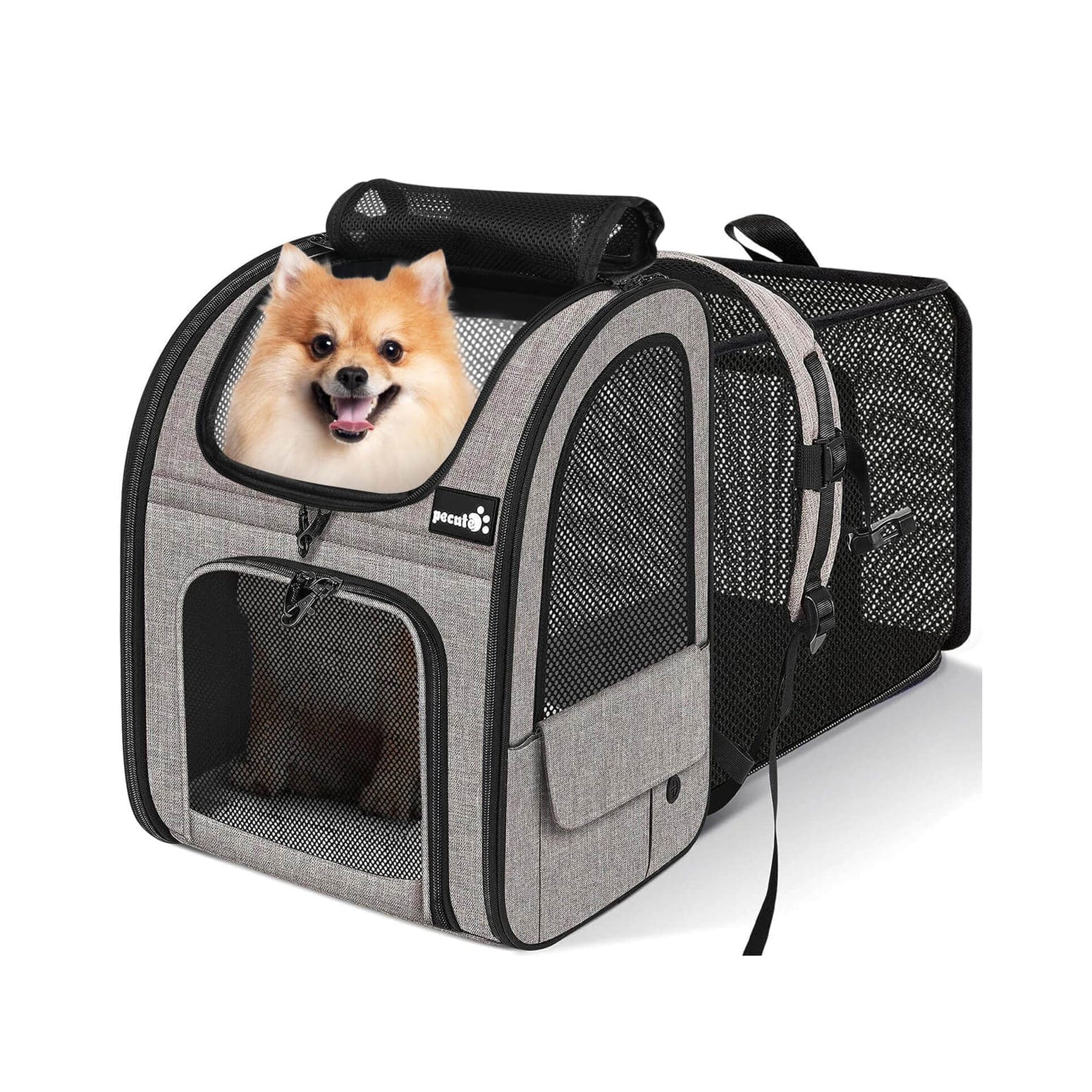 Cat Carrier Dog Backpack Expandable (Khaki)