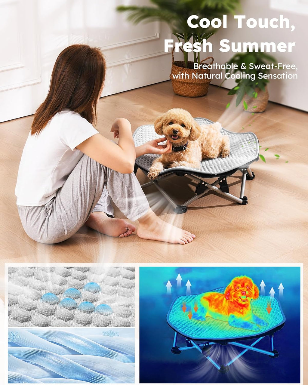 Elevated Dog Bed with Cooling Blanket