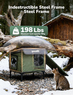 Heated Outdoor Cat House with Heating Pad