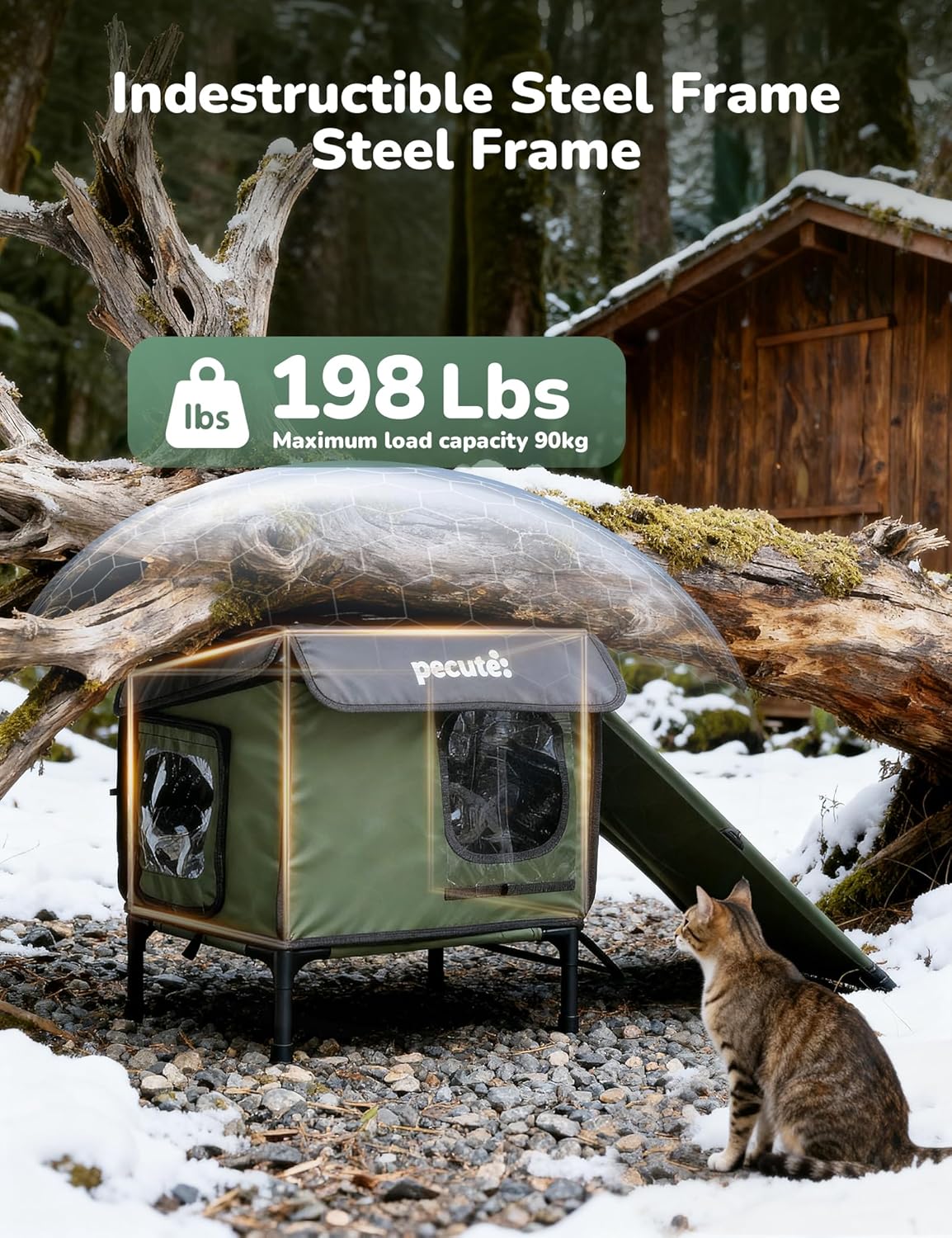 Heated Outdoor Cat House with Heating Pad