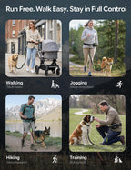 Dog Leash Hands Free Waist Leash with Pouch Removable for 33-120lbs Dogs