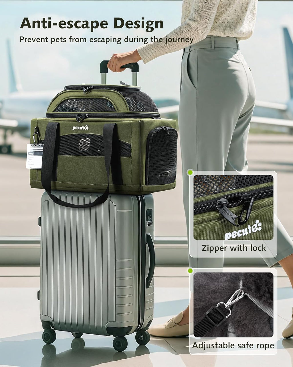 Airline Approved Top Side Expandable Pet Carrier Dog Cat Carrier