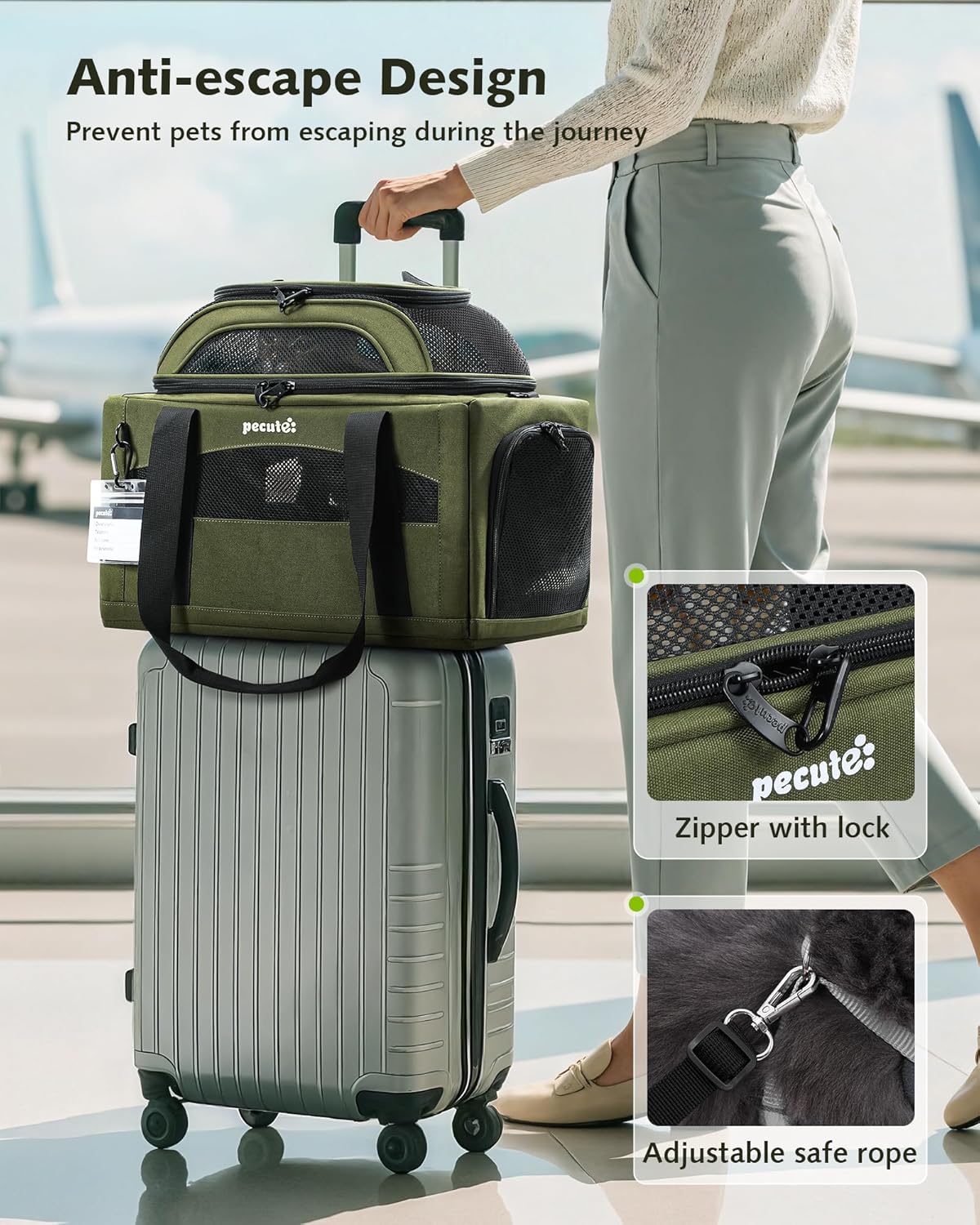 Airline Approved Top Side Expandable Pet Carrier Dog Cat Carrier
