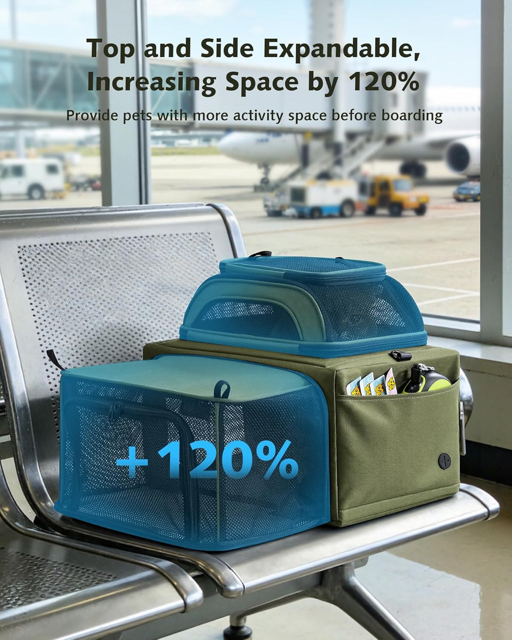 Airline Approved Top Side Expandable Pet Carrier Dog Cat Carrier