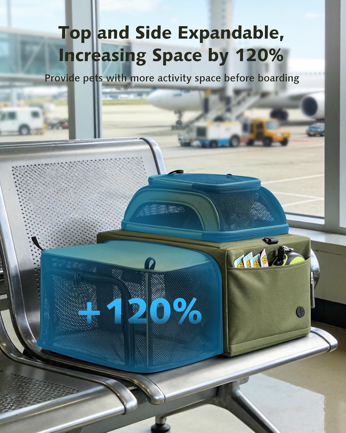 Airline Approved Top Side Expandable Pet Carrier Dog Cat Carrier