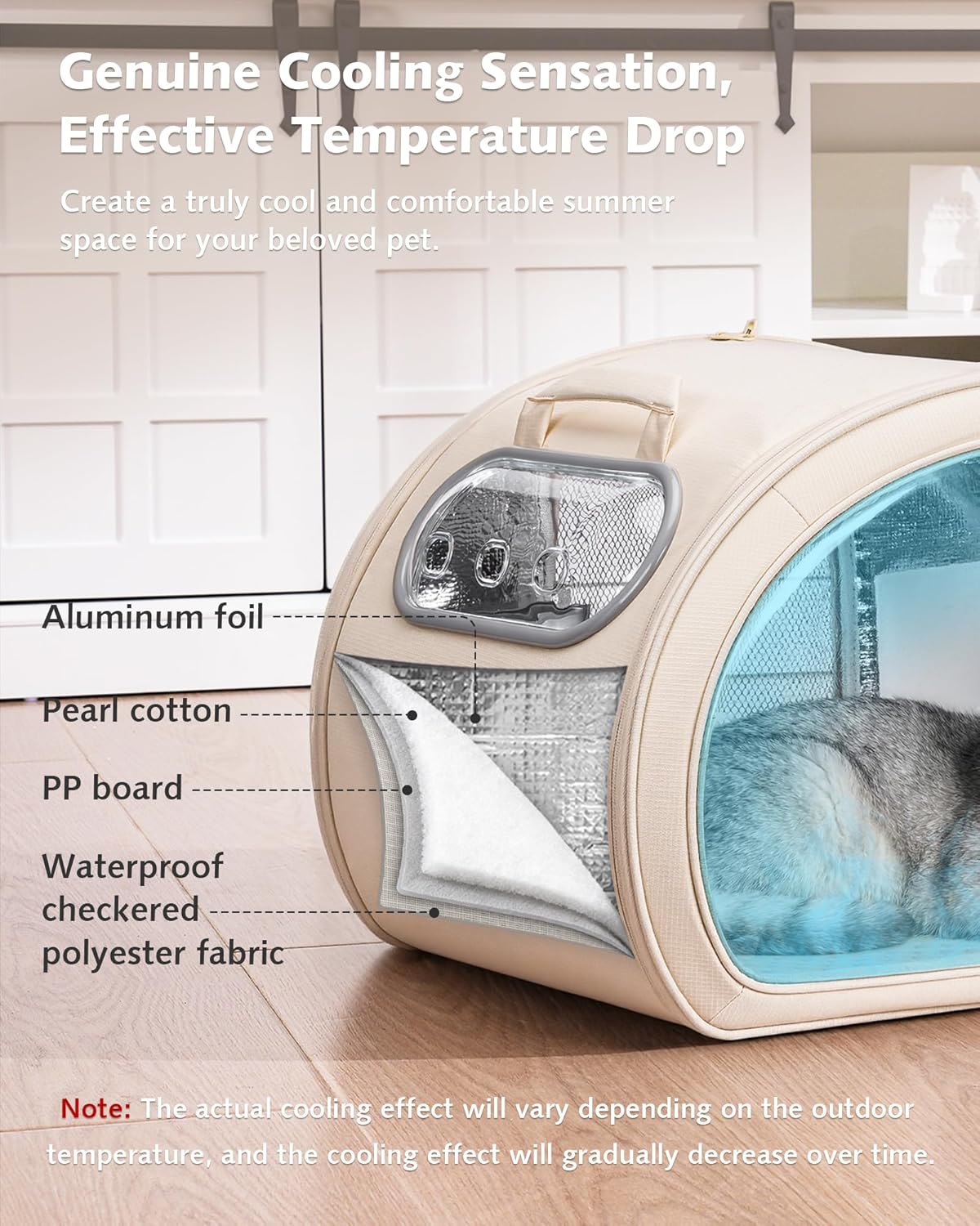 Pecute Cooling Cat House AC House with Cooling Mat for Cat Small Dogs