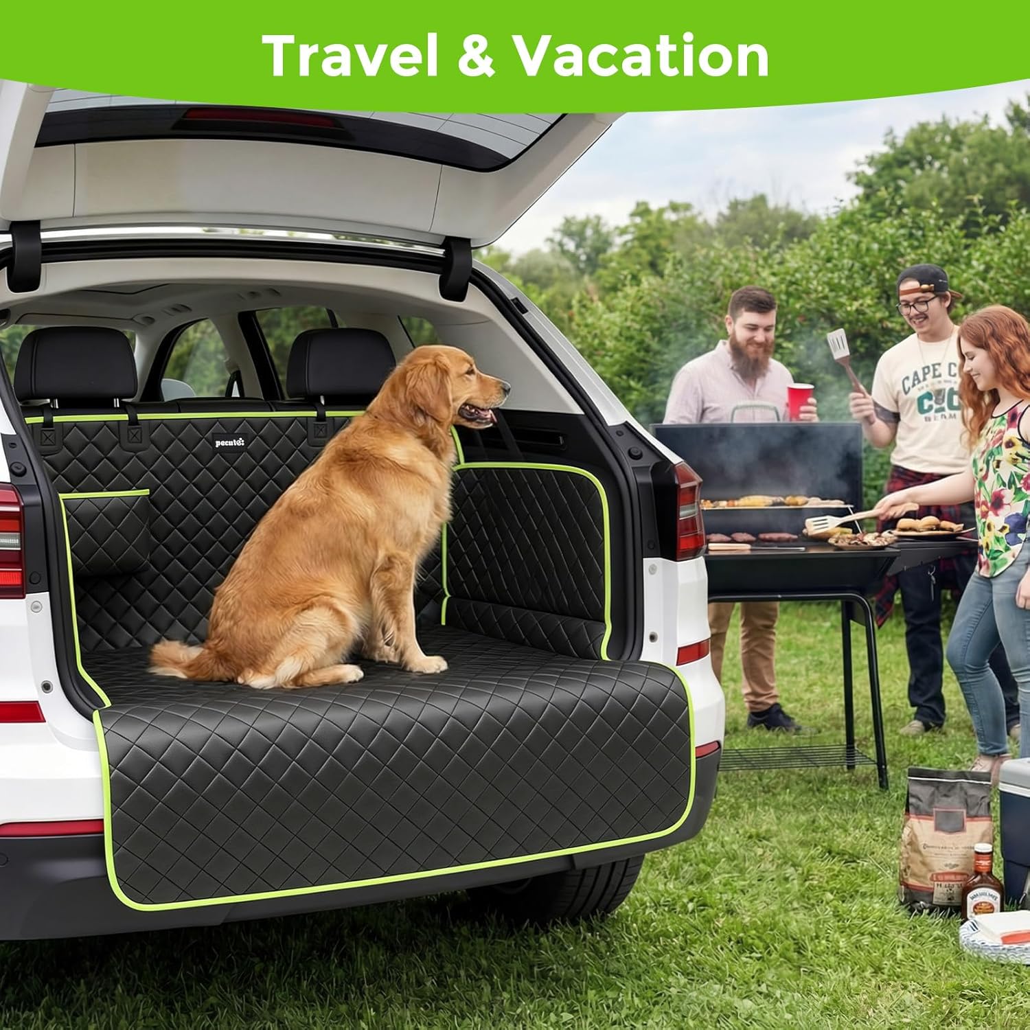 Pecute SUV Cargo Liner for Dogs Upgraded Scratch-proof Leather