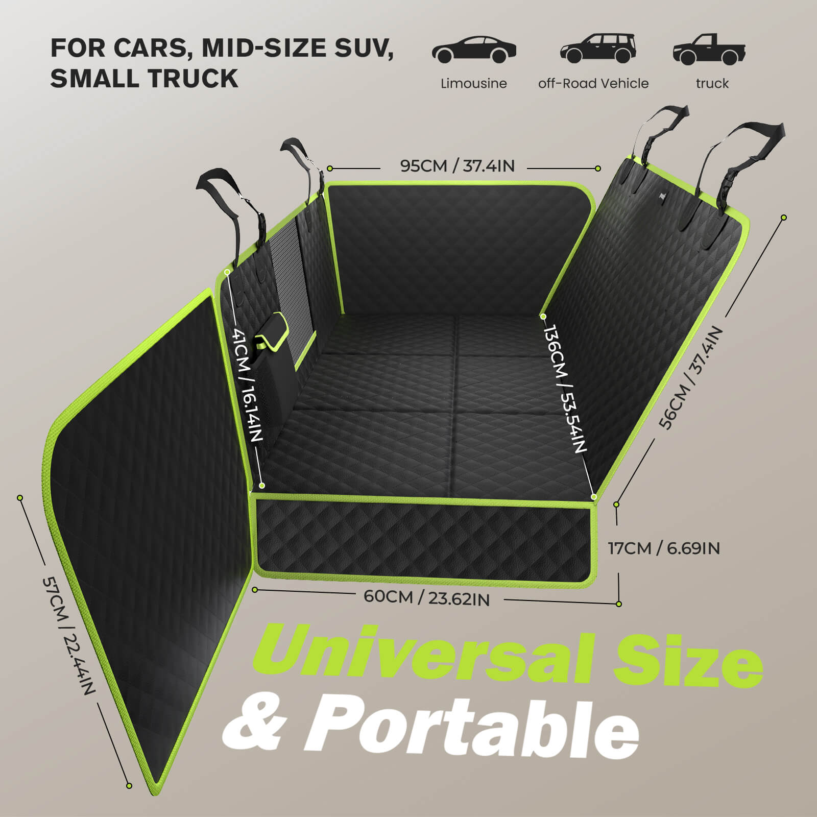 Full Surrounded Dog Car Seat Cover for Back Seat, Car Window Fixing for Maximum Car Protection