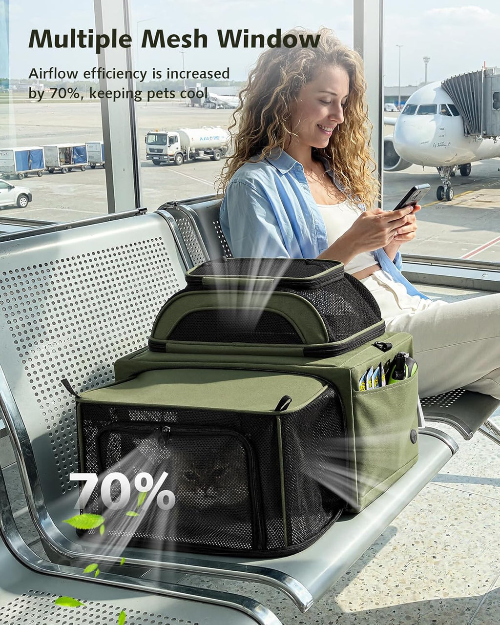 Airline Approved Top Side Expandable Pet Carrier Dog Cat Carrier